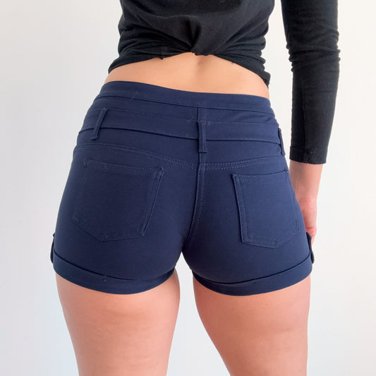 Y2K Navy Stretch Hot Shorts / SZ M
