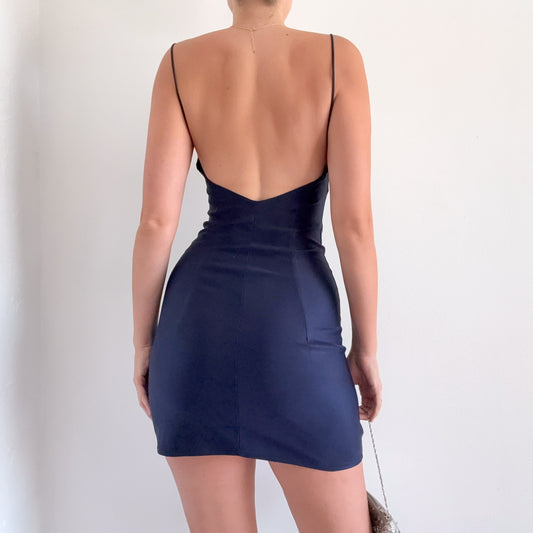 Y2K Navy Low Back Mini Dress / SZ S