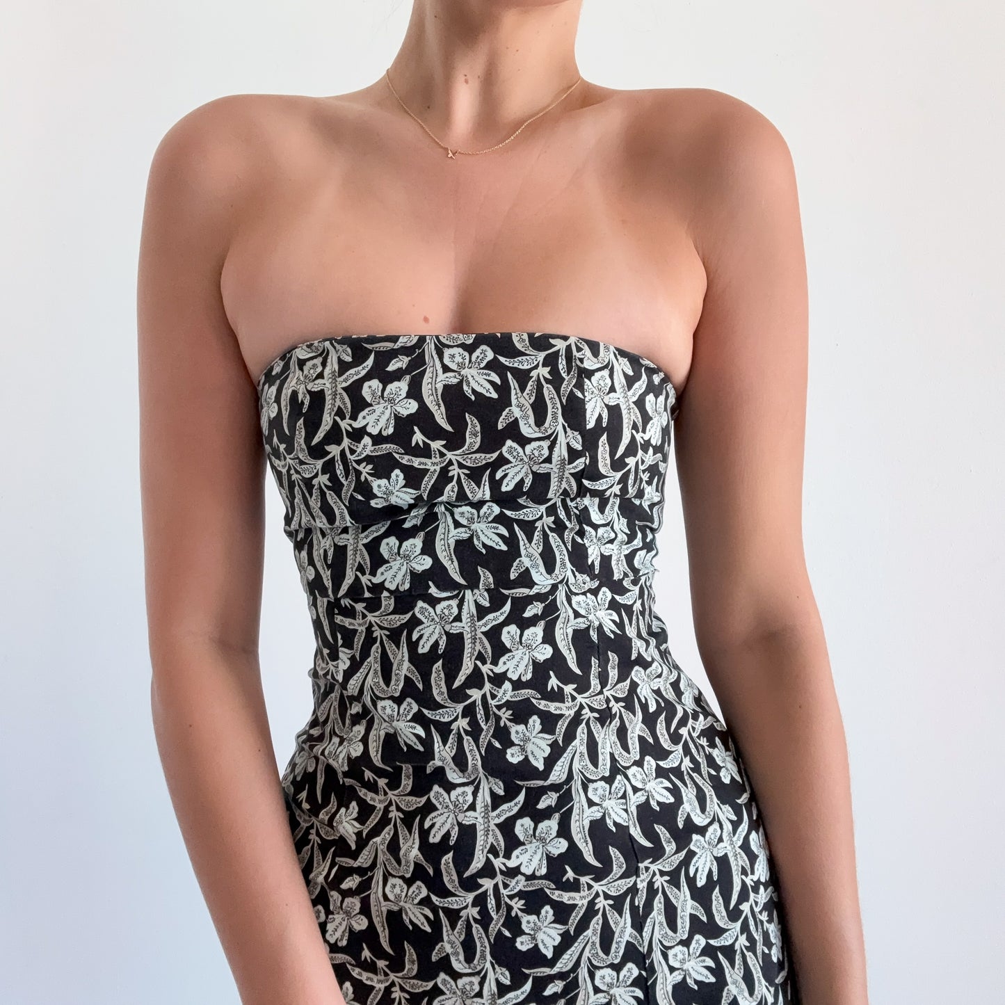 Y2K Black & Blue Floral Cotton Mini Dress / SZ 0/2