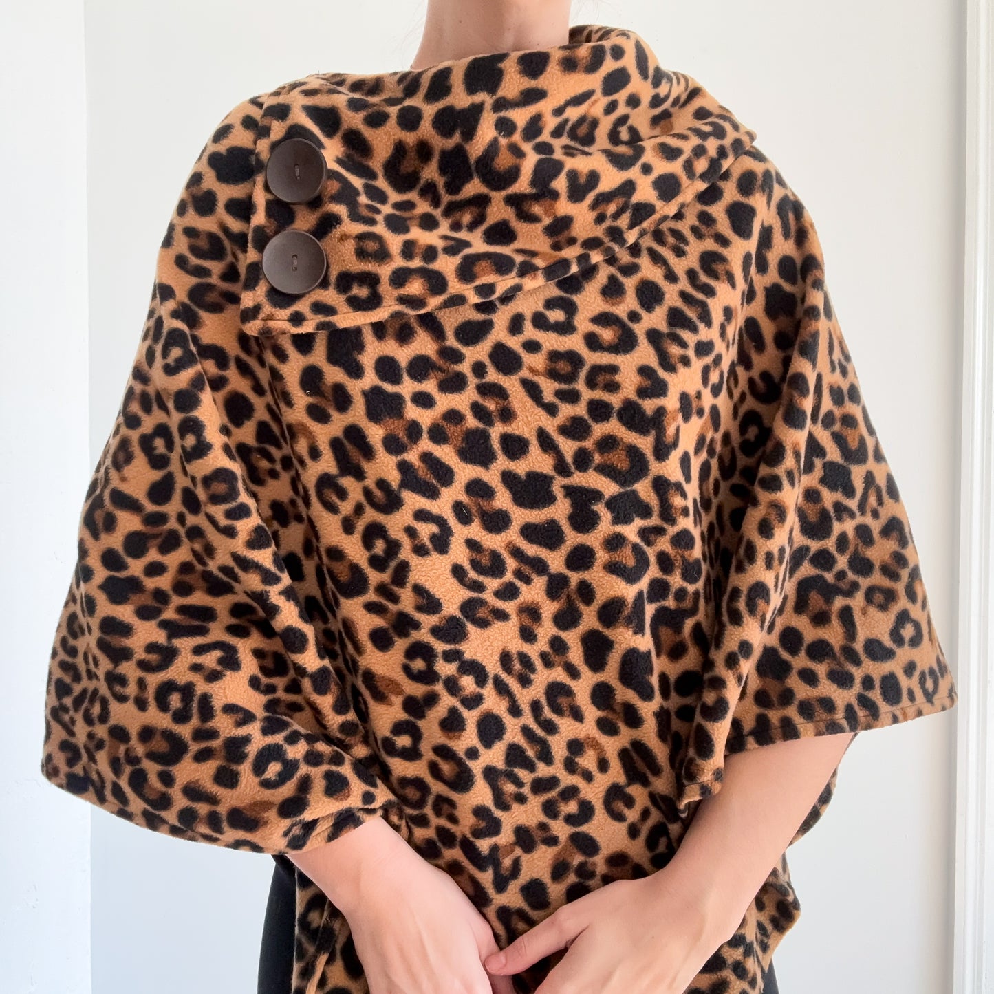 Y2K Leopard Fleece Poncho / One Size