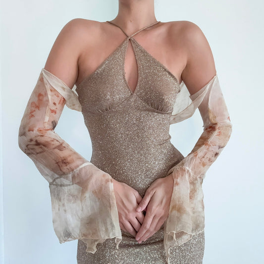 Hand-Dyed Cream Silk Shrug / SZ S