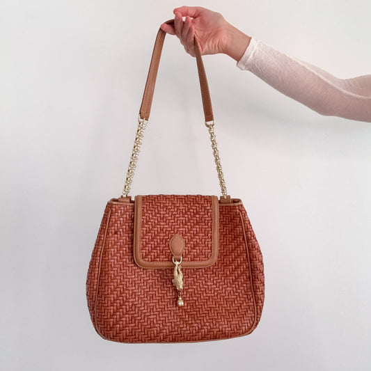 90's Barry Kieselstein-Cord Woven Leather Handbag