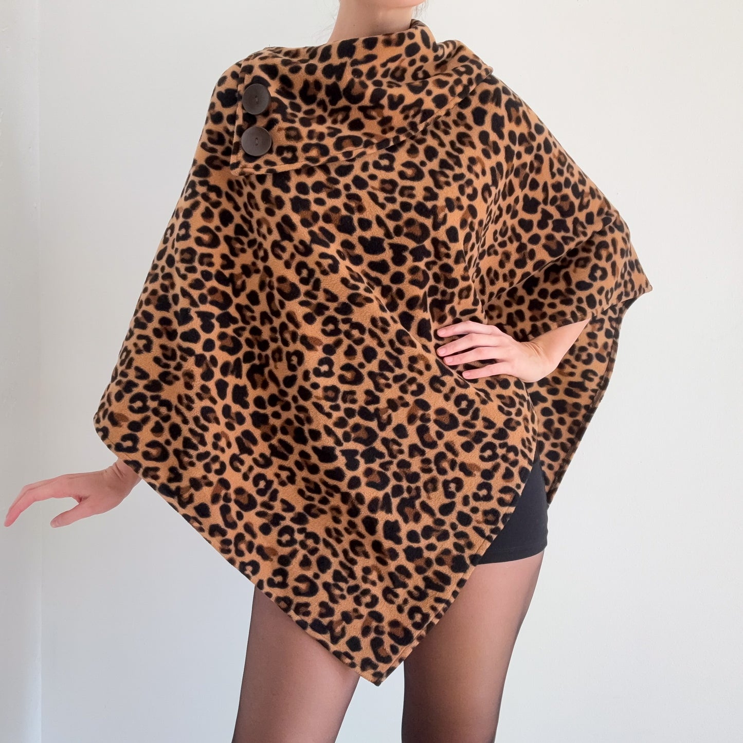 Y2K Leopard Fleece Poncho / One Size
