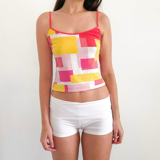 Y2K Pink & Yellow Geometric Tank / SZ M