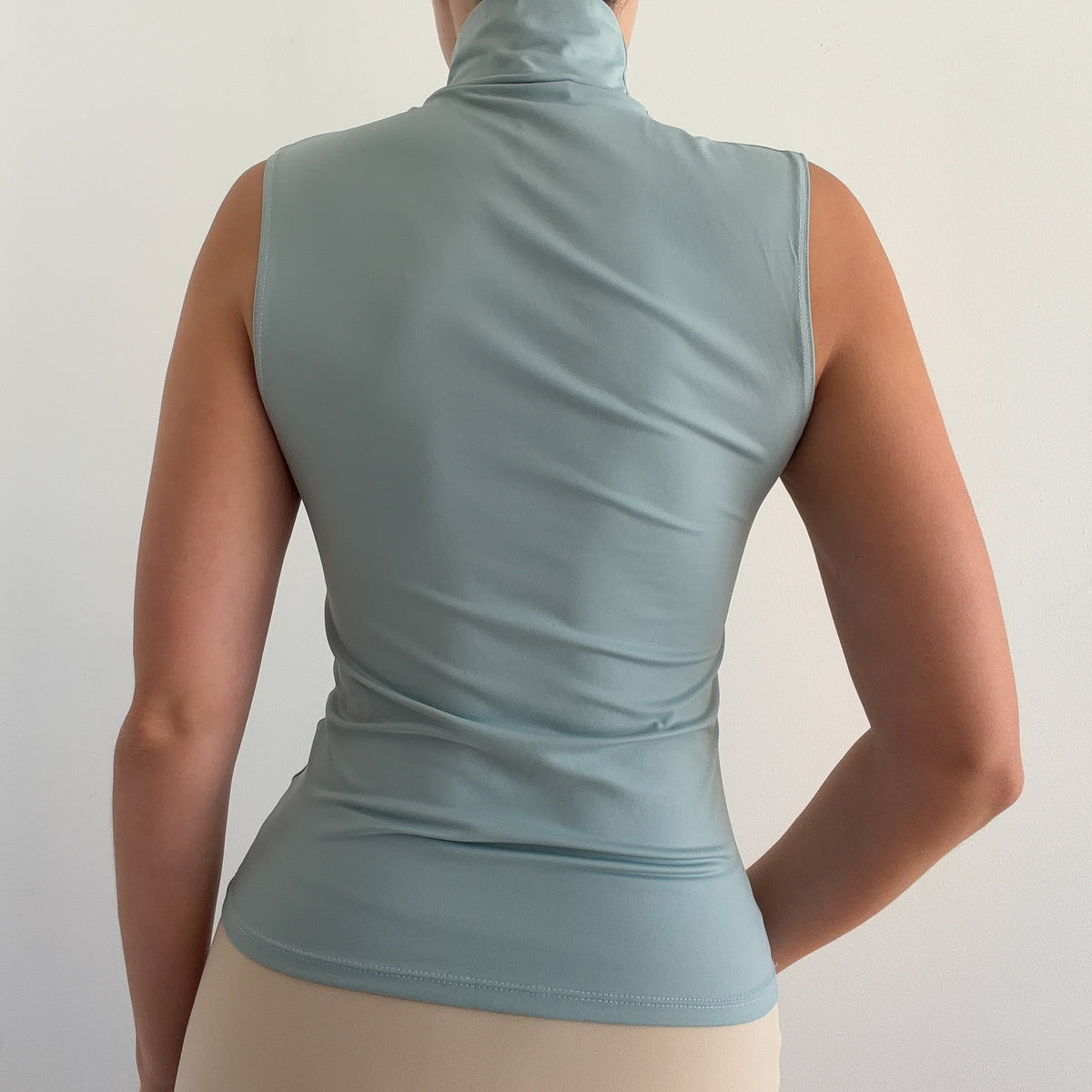 Y2K French Sky Blue Mock Neck / SZ S