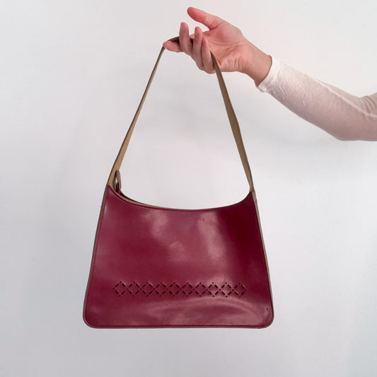 90's Maroon Faux Leather Handbag