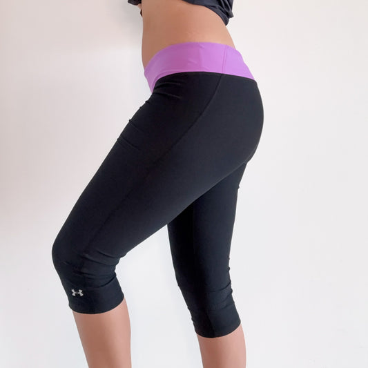 Y2K Black & Purple Capri Leggings / SZ L