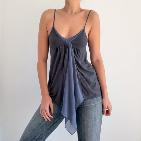 Y2K Grey & Slate Blue Tunic Tank / SZ S