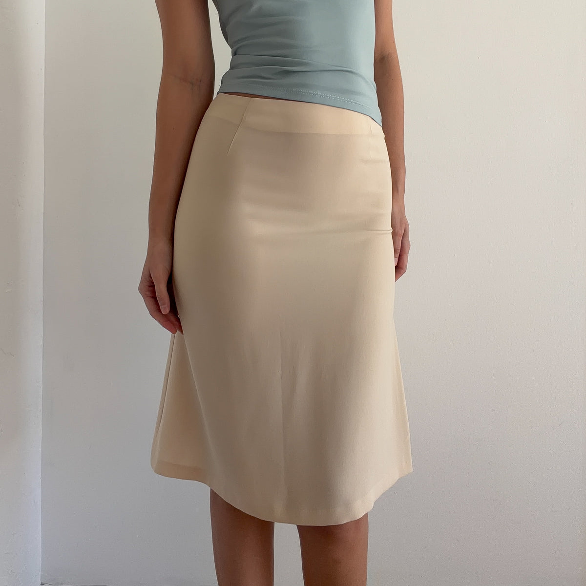 90's Butter Yellow Midi Skirt / SZ 4/6