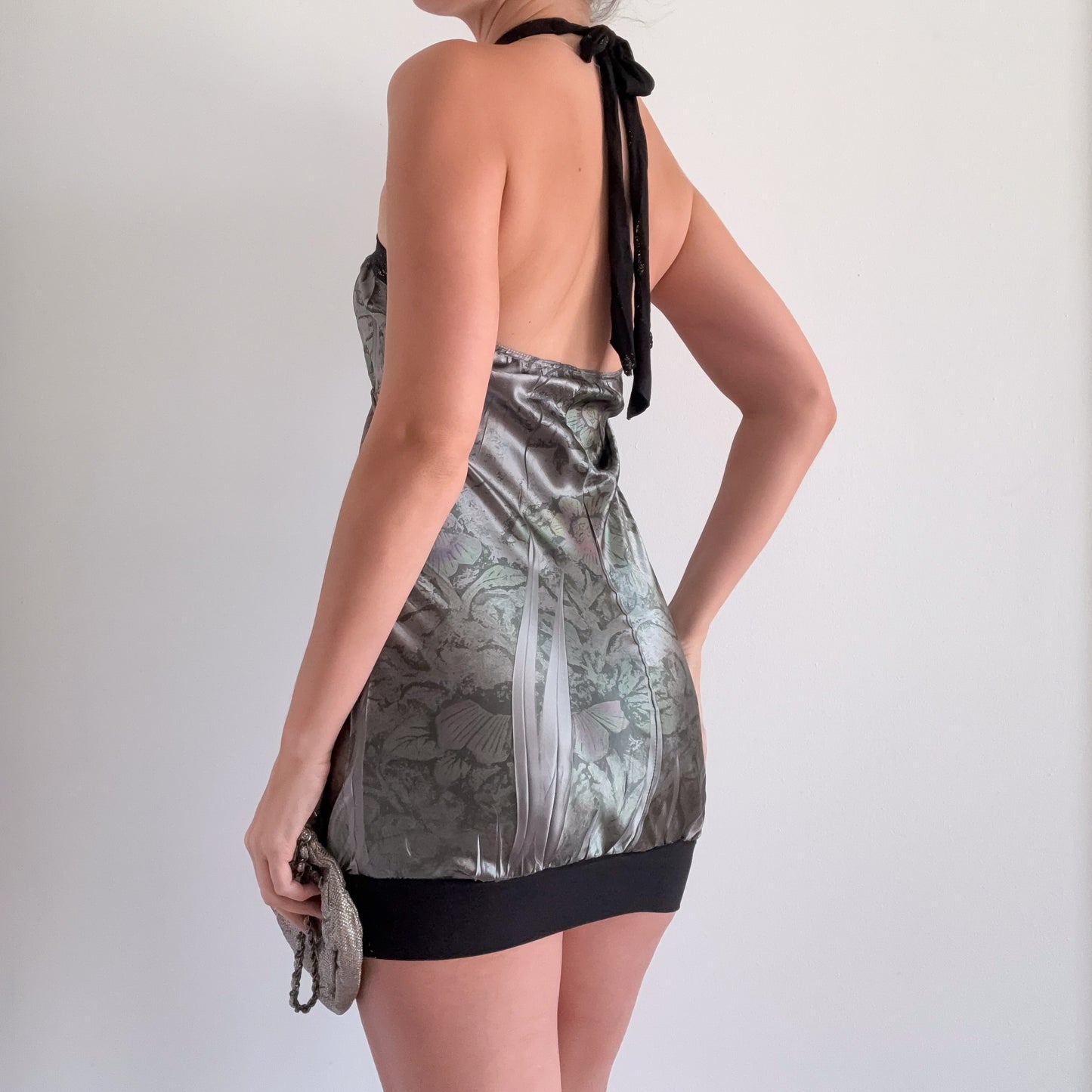 Y2K Grey & Green Sparkle Bubble Dress / SZ S