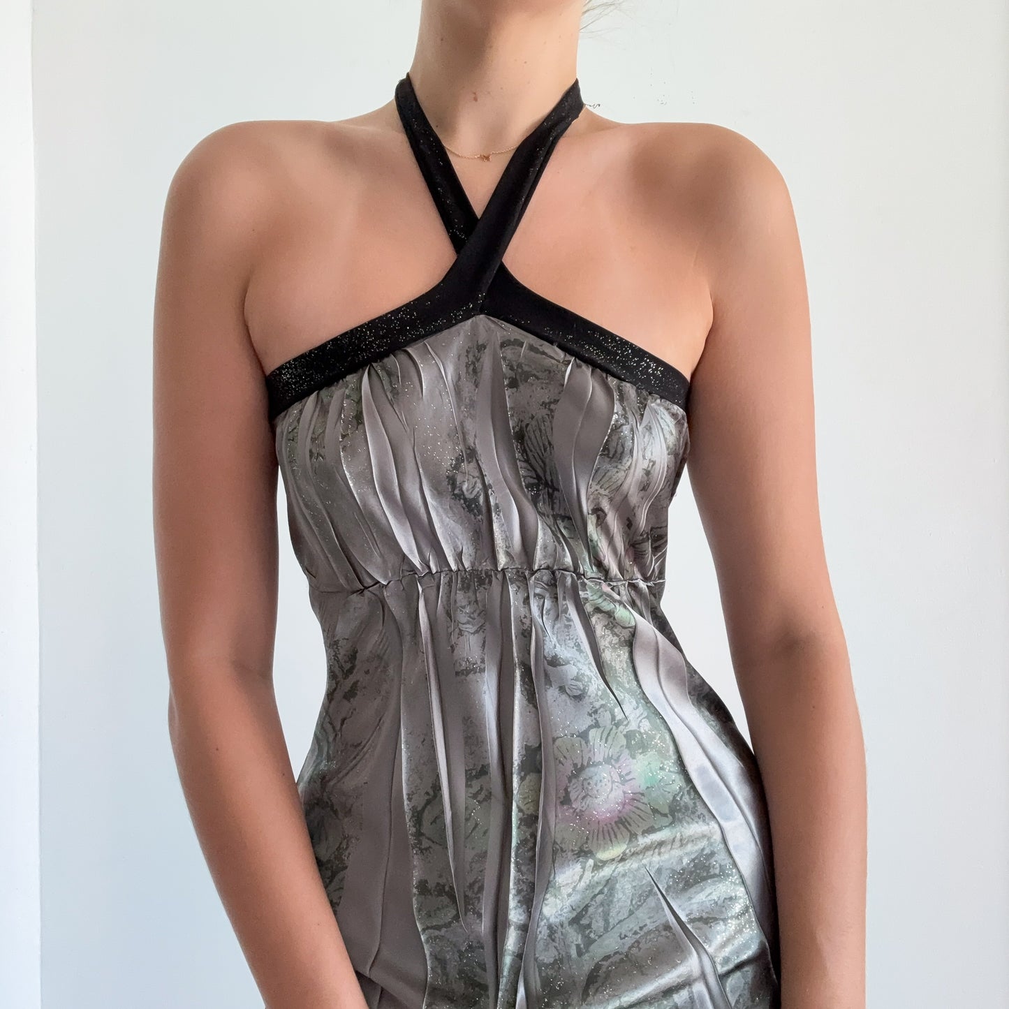 Y2K Grey & Green Sparkle Bubble Dress / SZ S