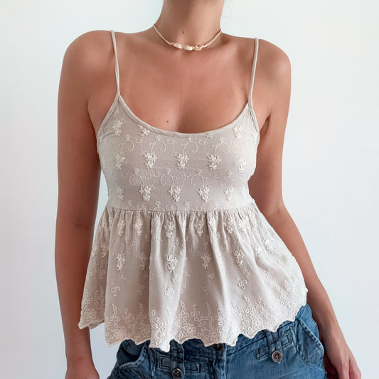 2010's Ecru Embroidered Tank / SZ XS