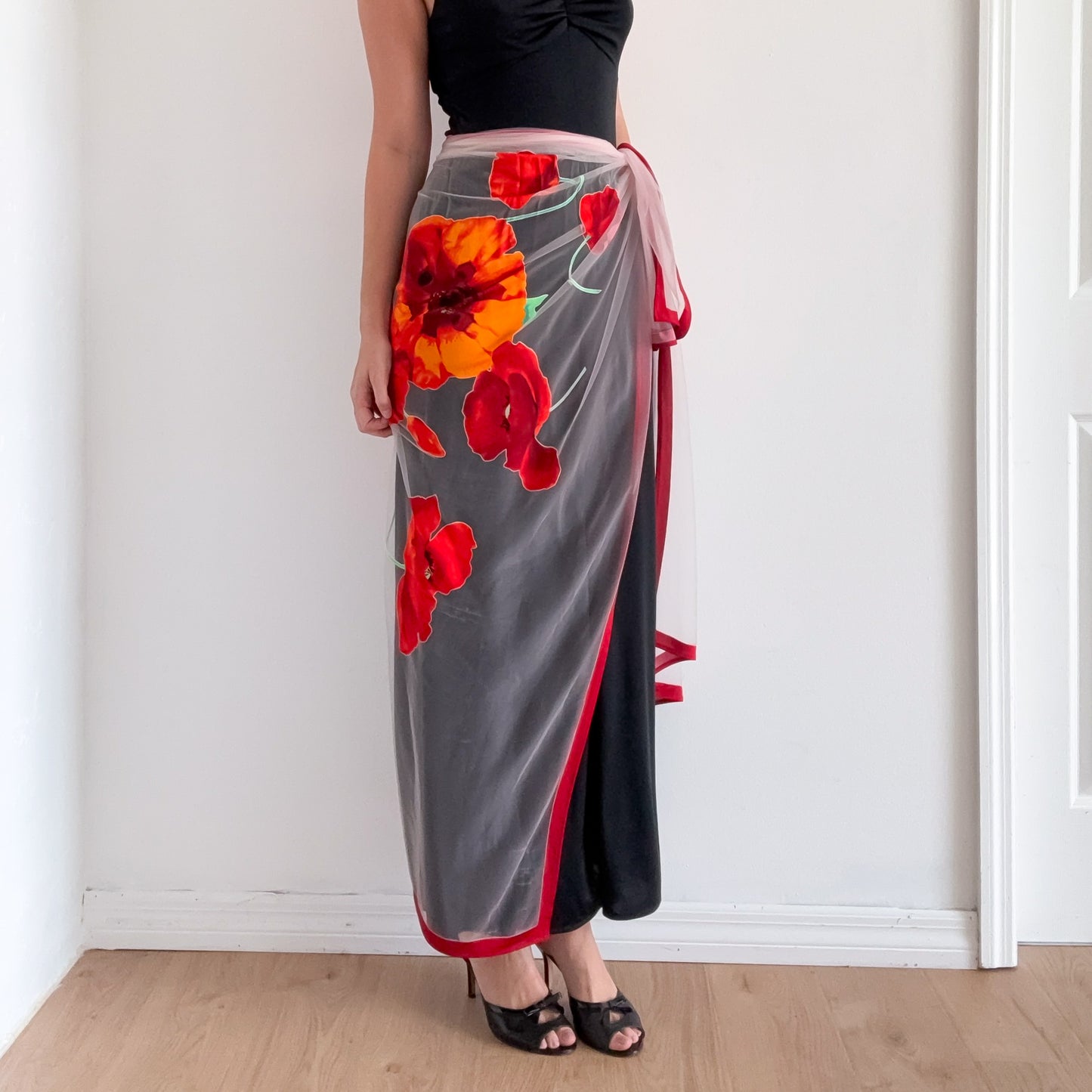 Y2K Red & Orange Poppy Scarf