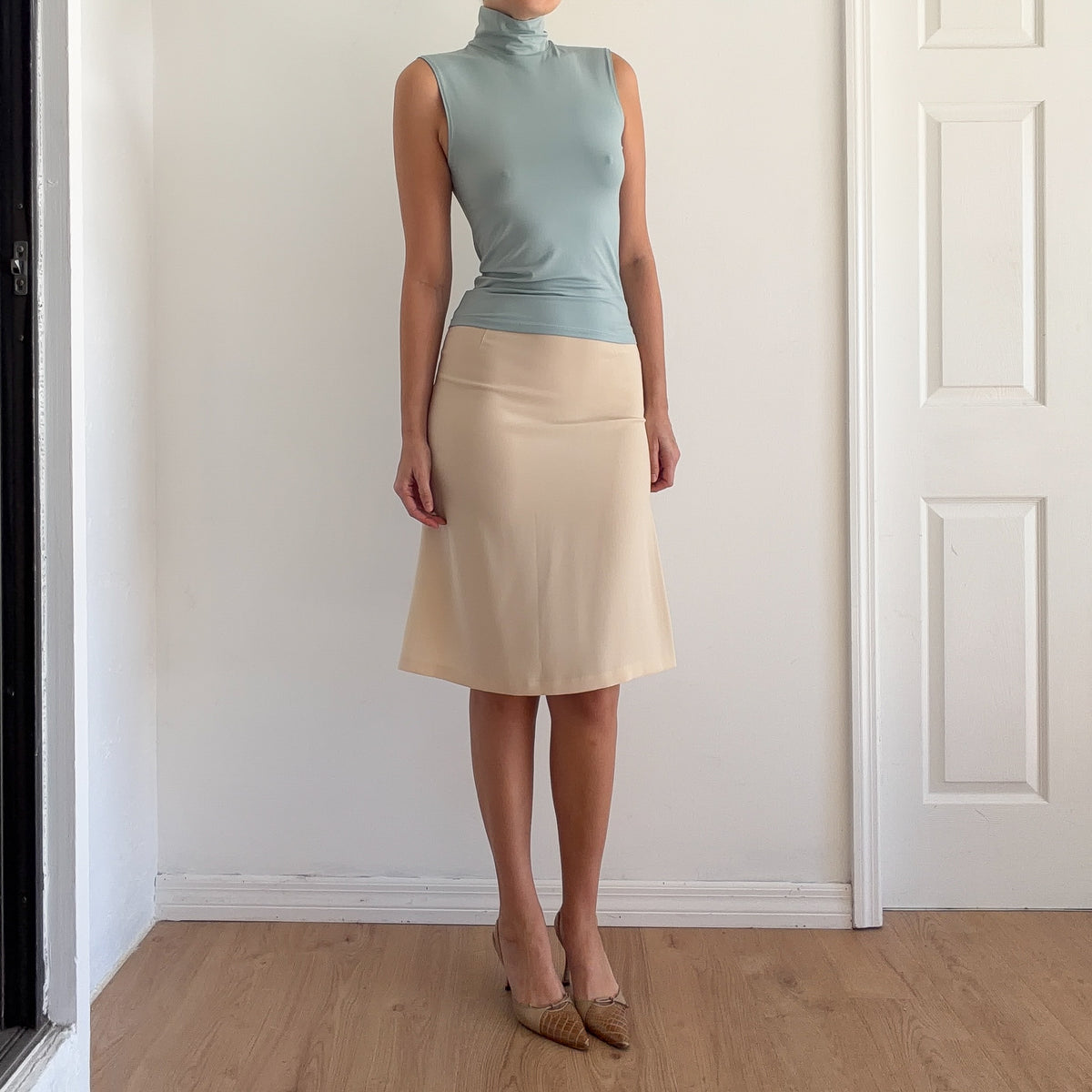 90's Butter Yellow Midi Skirt / SZ 4/6