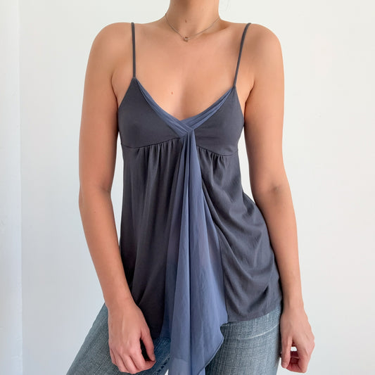 Y2K Grey & Slate Blue Tunic Tank / SZ S