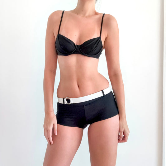 Y2K Nike B&W Belted Boyshort Swim Bottoms / SZ M