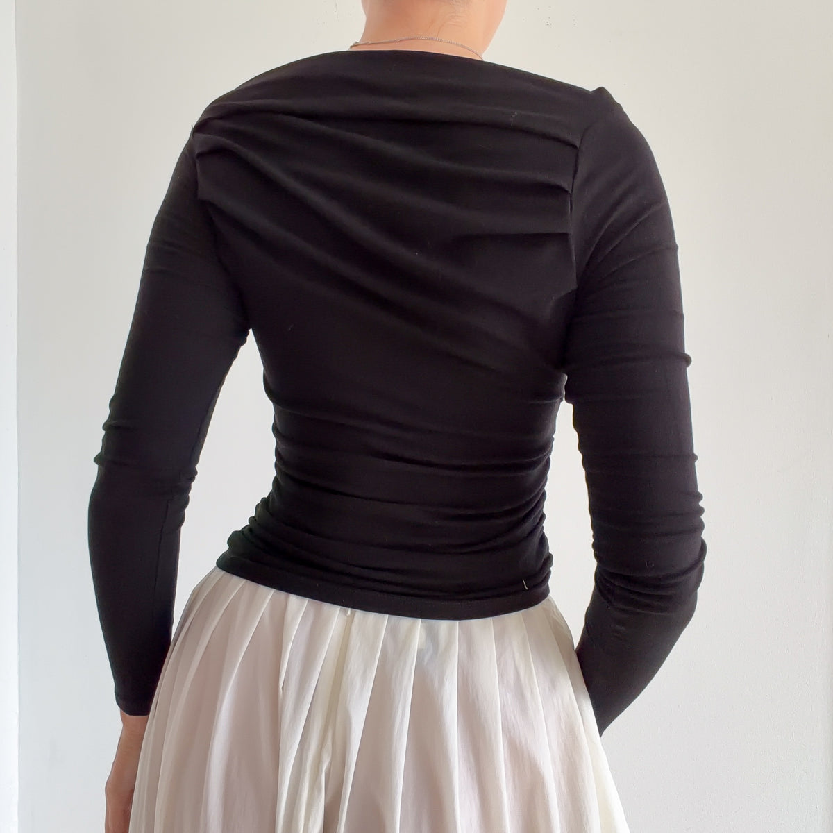 Black Ruched High Neck Long Sleeve / SZ S/M