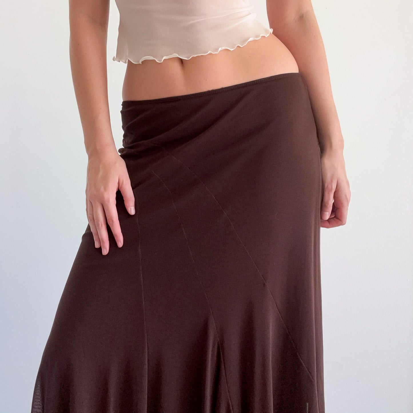 Y2K Brown Mesh Midi Skirt / SZ M