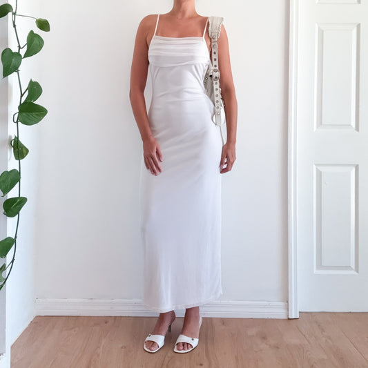 Y2K White Sparkle Maxi Gown / SZ M