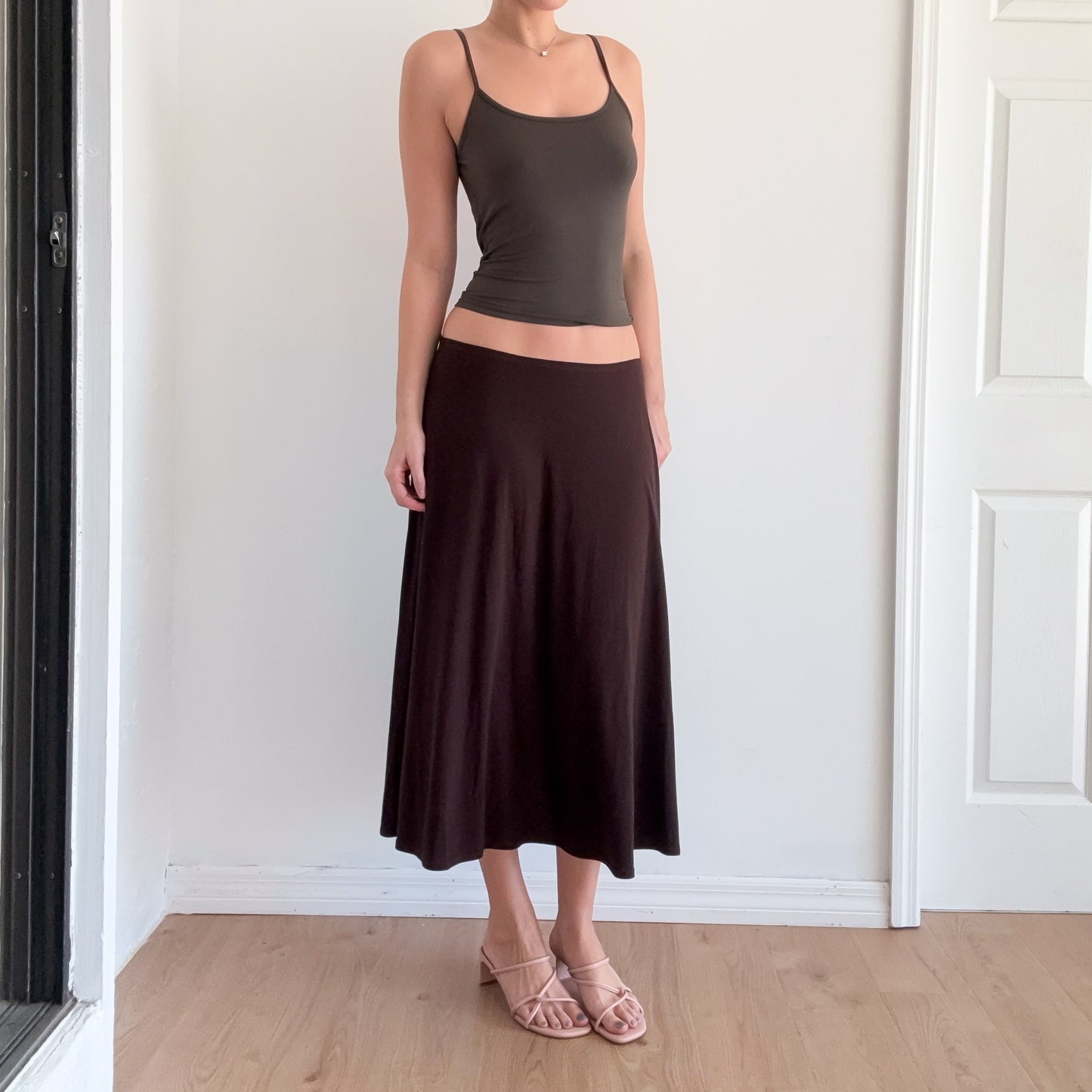 Y2K Brown Midi Skirt / SZ M-L