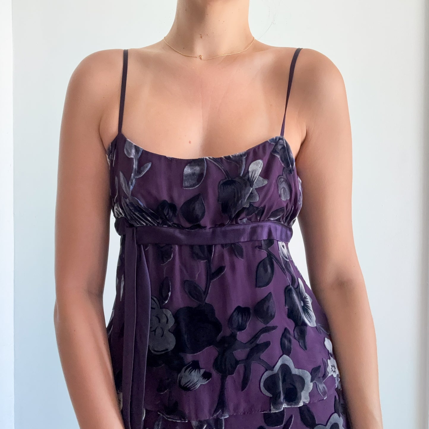 Y2K Purple Velvet Silk Tiered Dress / SZ 6/8