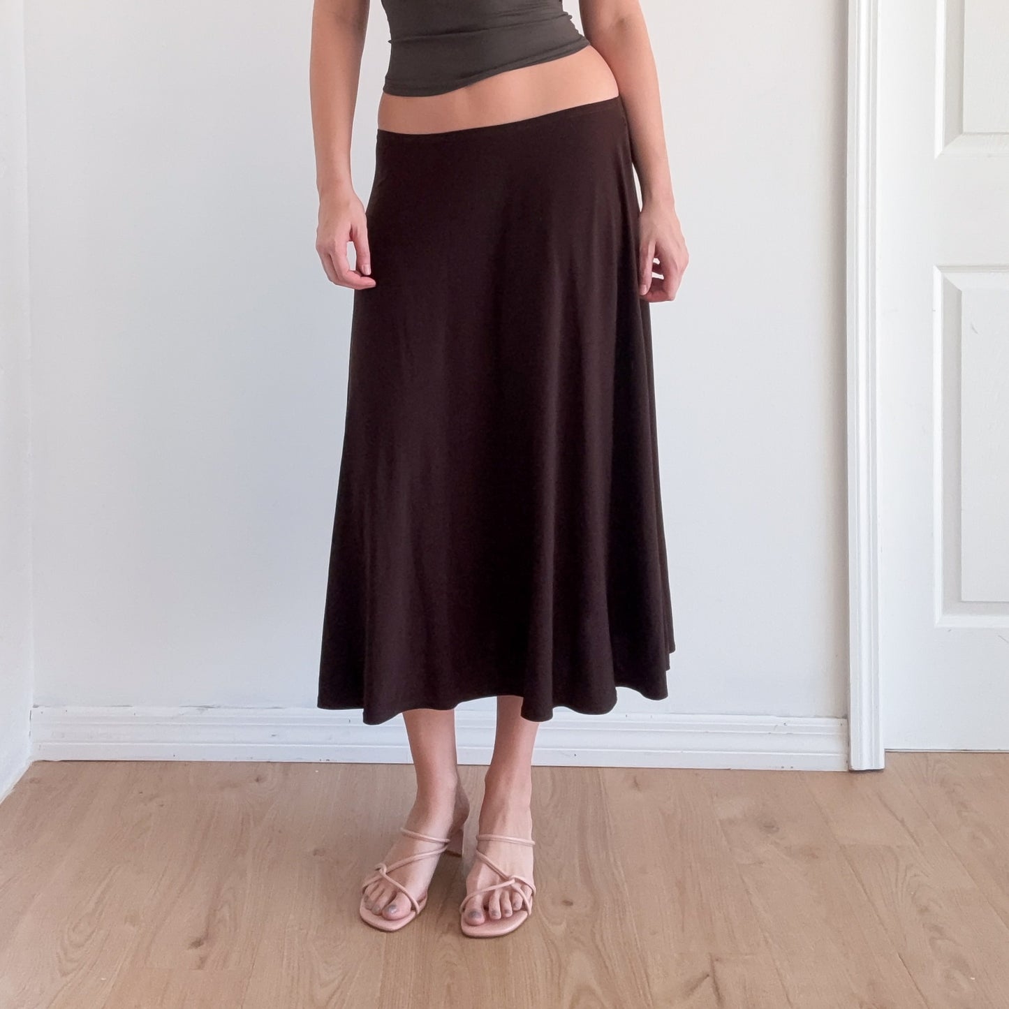 Y2K Brown Midi Skirt / SZ M-L