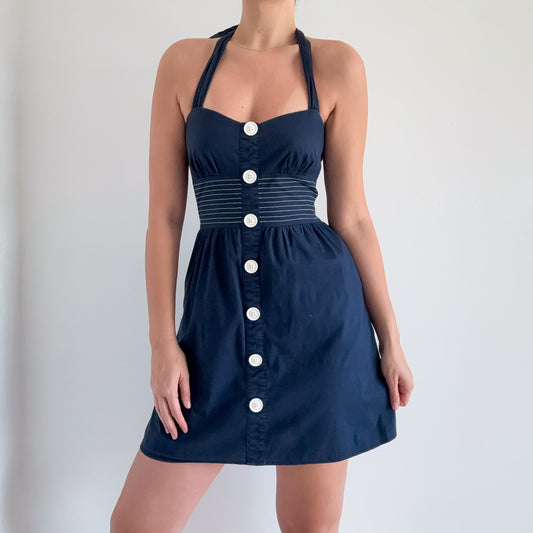 Y2K Navy Contrast Nautical Mini Dress / SZ S