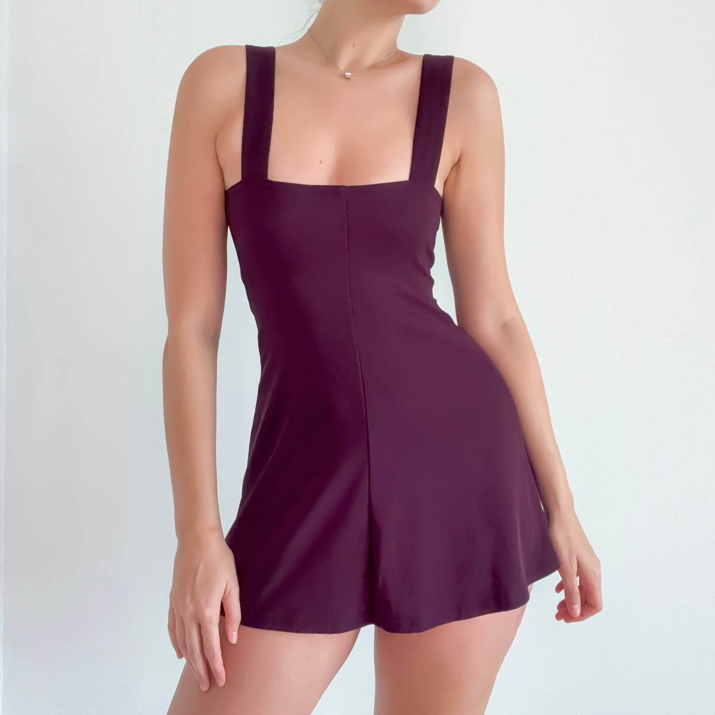 90's Plum Slinky Mini Dress / SZ XS-S