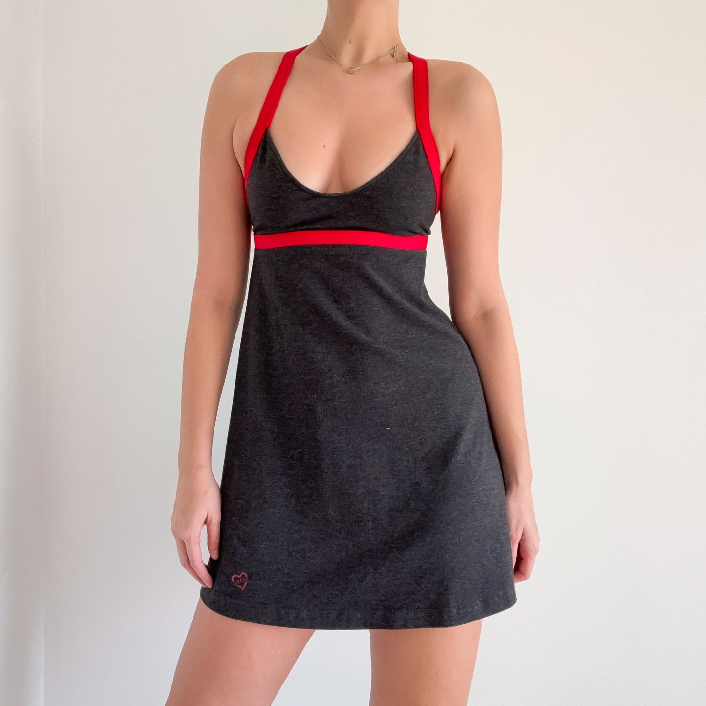 Y2K XOXO Grey & Red Mini Dress / SZ M