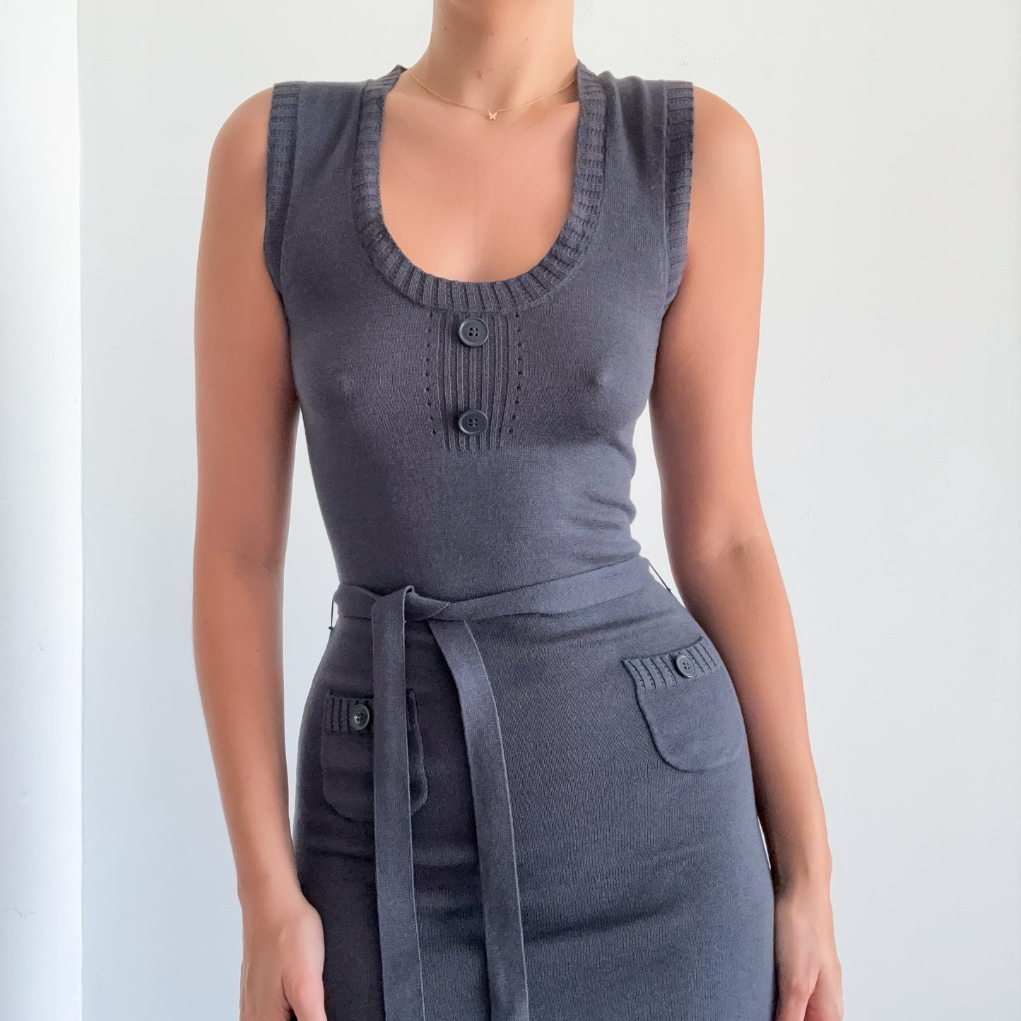 Y2K Ben Sherman Grey Knit Dress / SZ XS-S