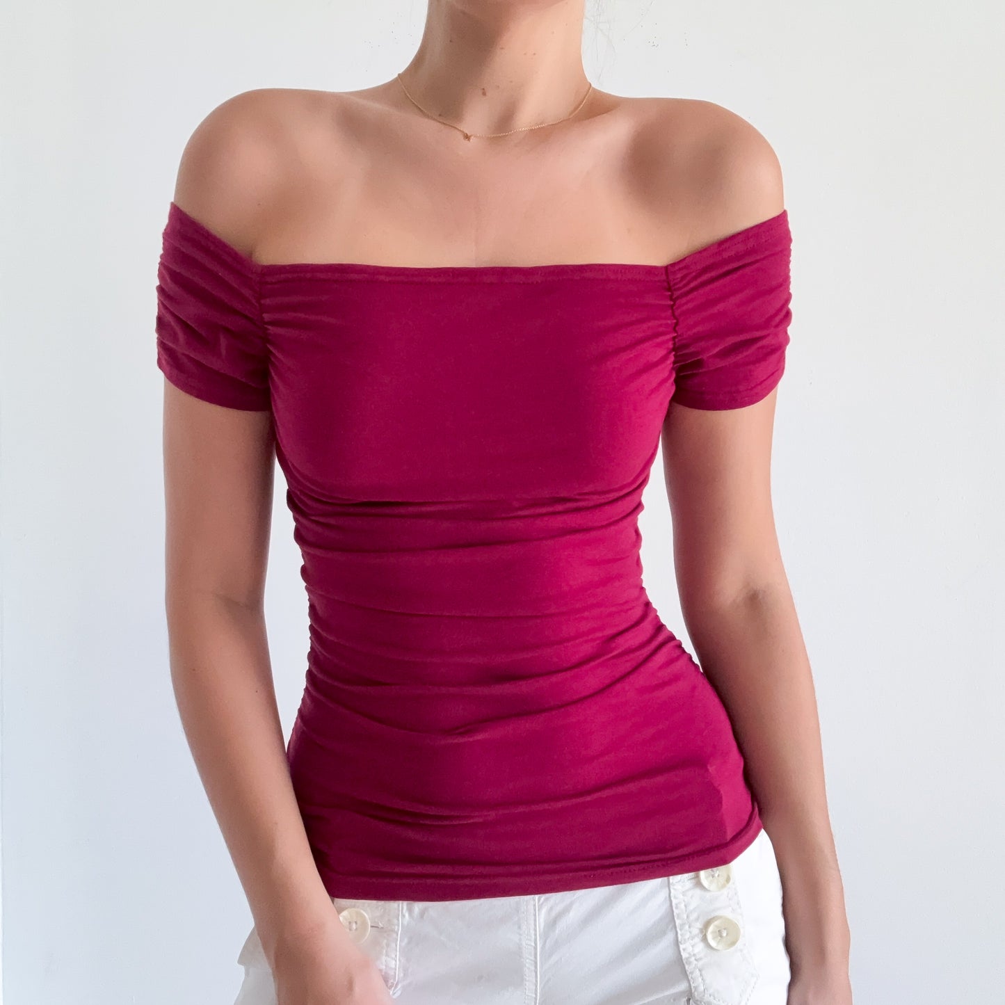 Y2K Boysenberry Off the Shoulder Top / SZ M