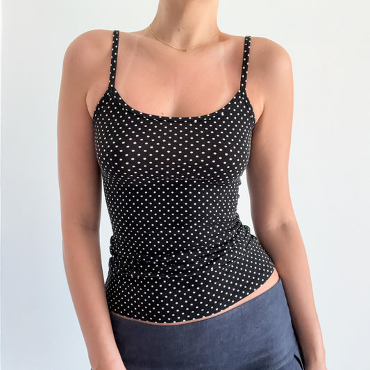 Y2K Black Polka Dot Tank / SZ S