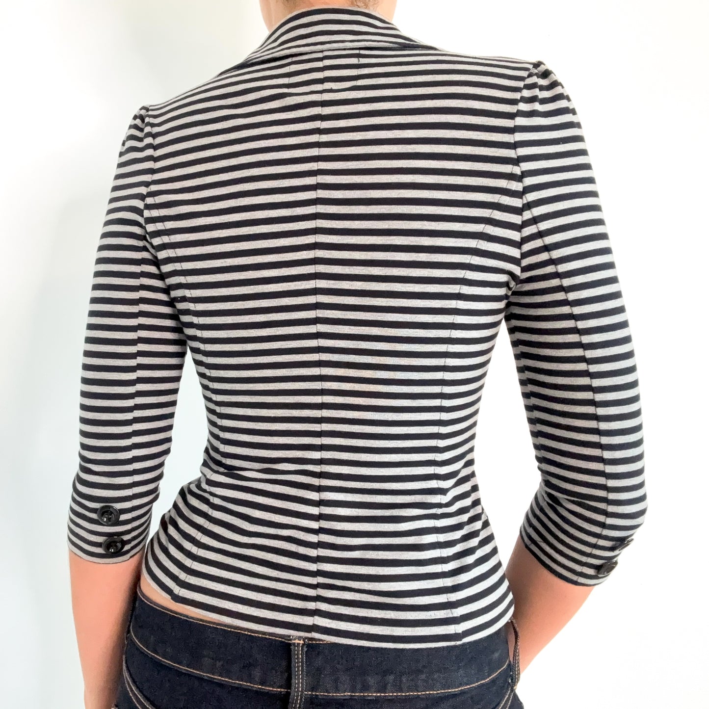 Y2K Guess Black & Grey Striped Blazer / SZ XS-S