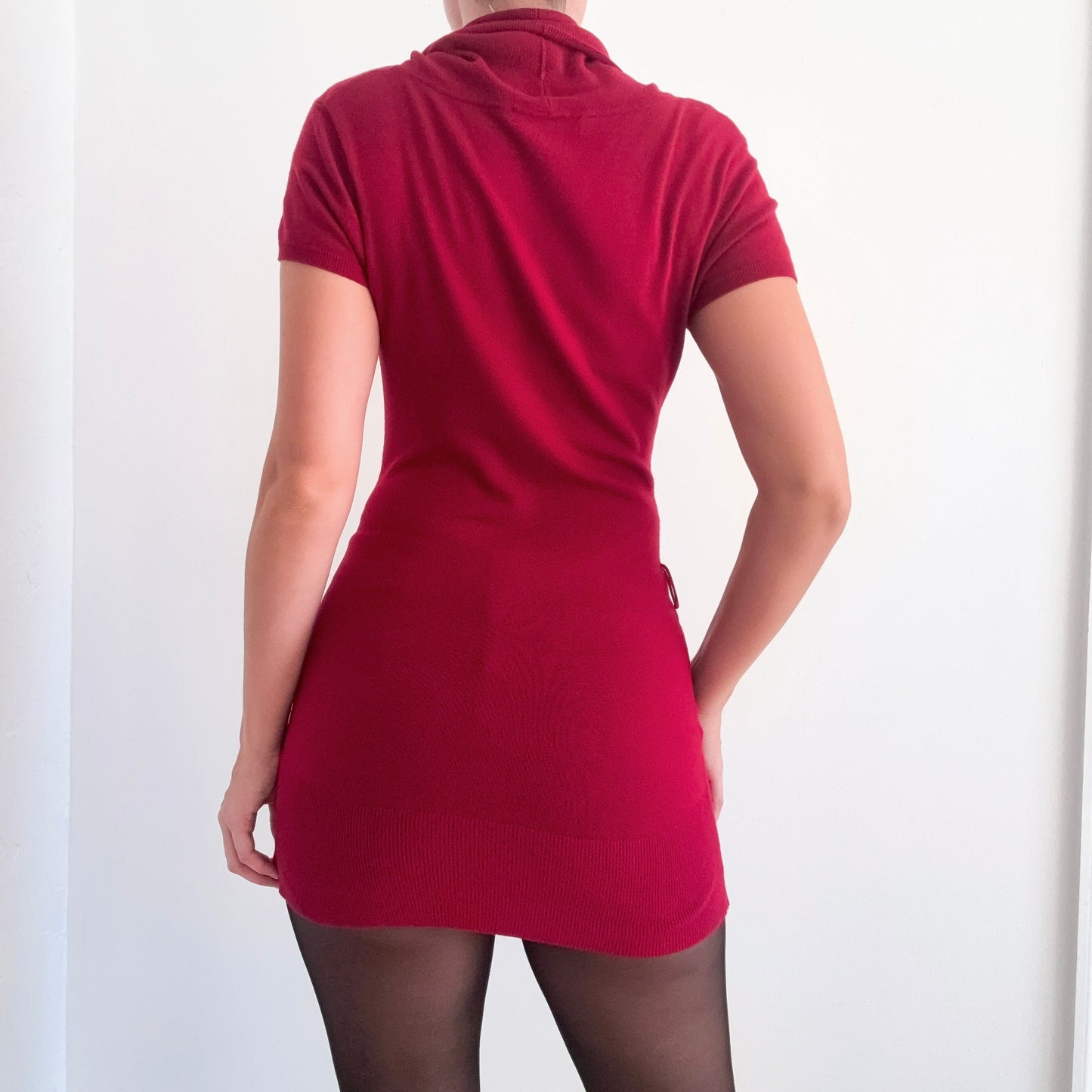 Y2K Crimson Knit Cowl Neck Top / SZ S-M