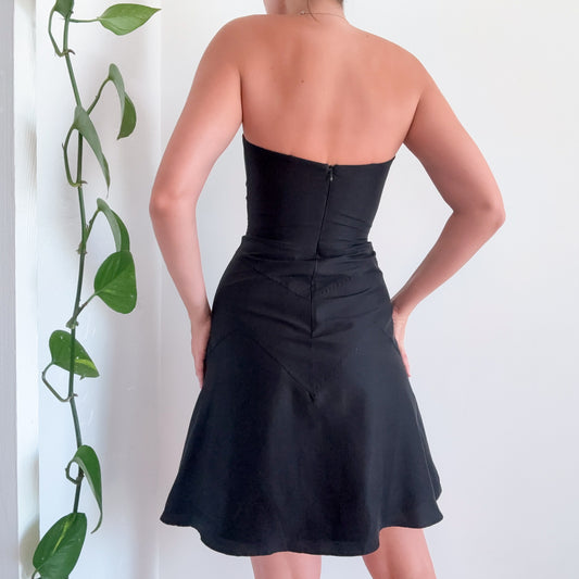 Y2K Laundry Black Silk Cocktail Dress / SZ 2