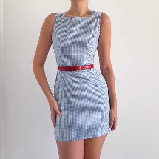90's Blue Gingham Mini Dress / SZ 0