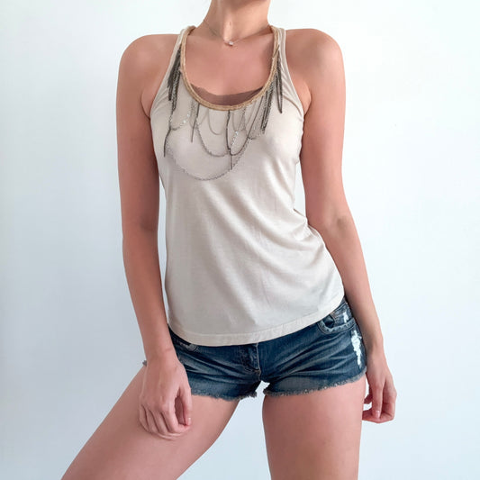 2010's Beige Chain Neckline Tank / SZ S