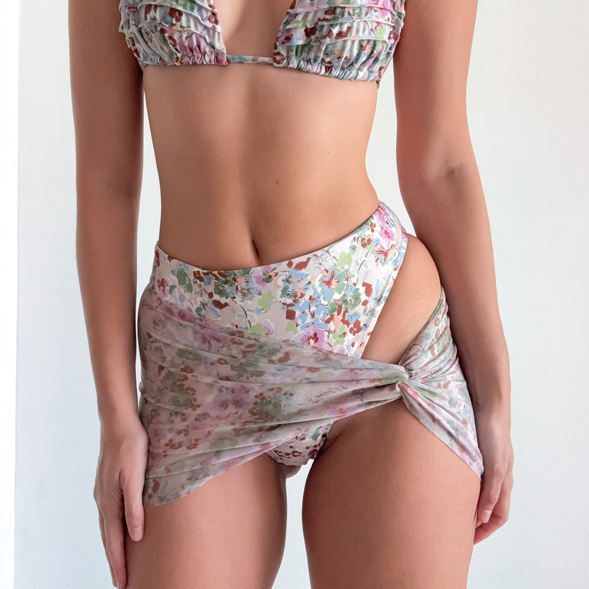 Purple & Green Floral Bikini Set / SZ M