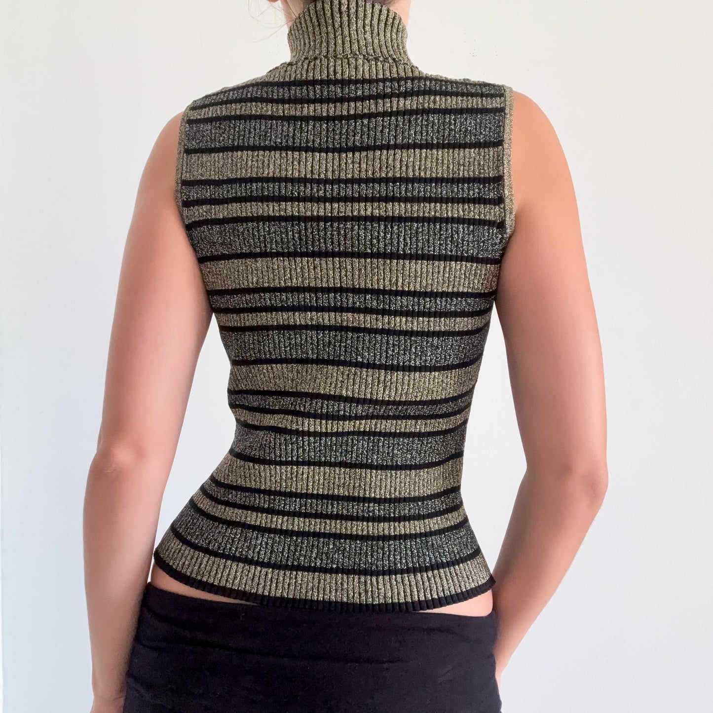 90's Silver & Gold Metallic Turtleneck / SZ S