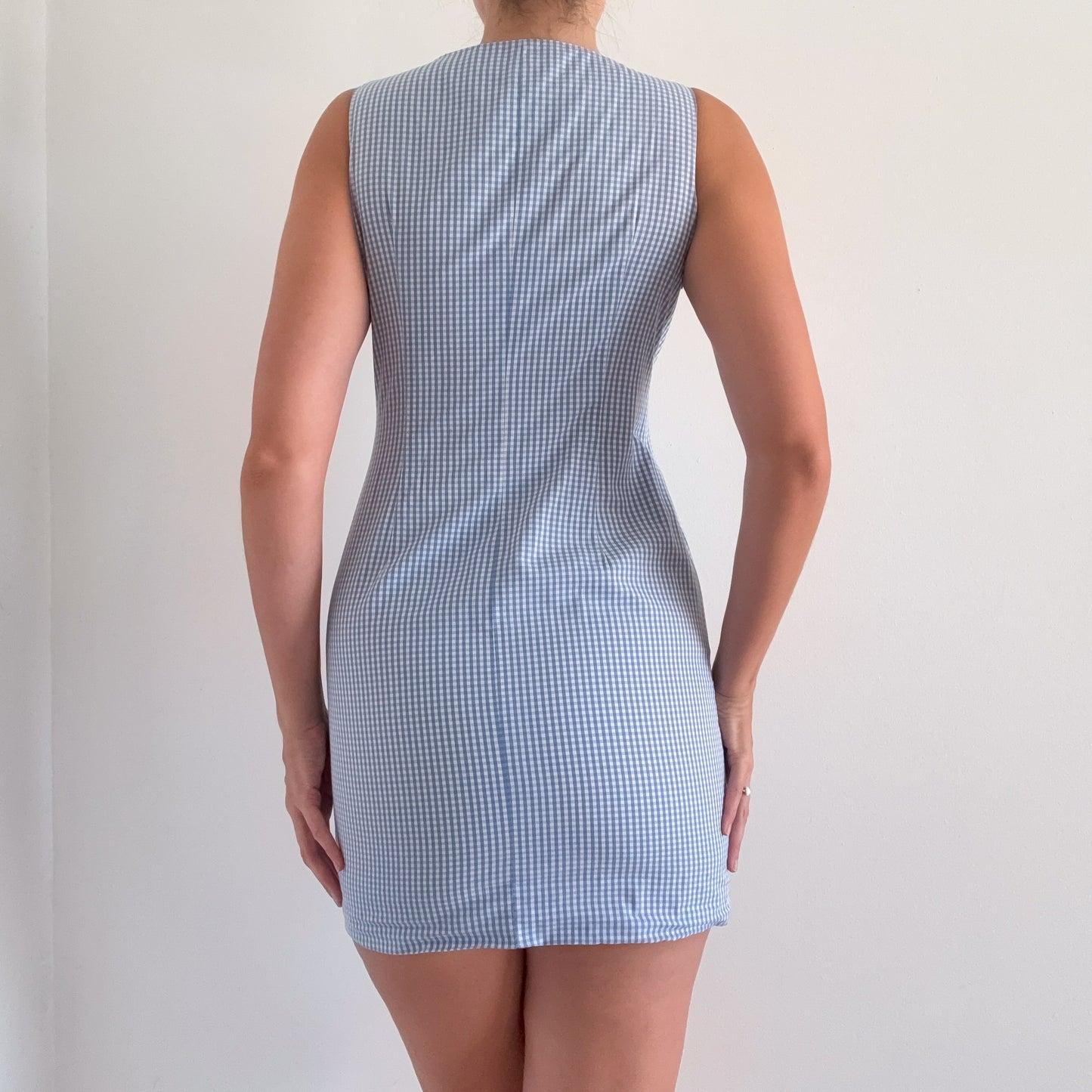 90's Blue Gingham Mini Dress / SZ 0