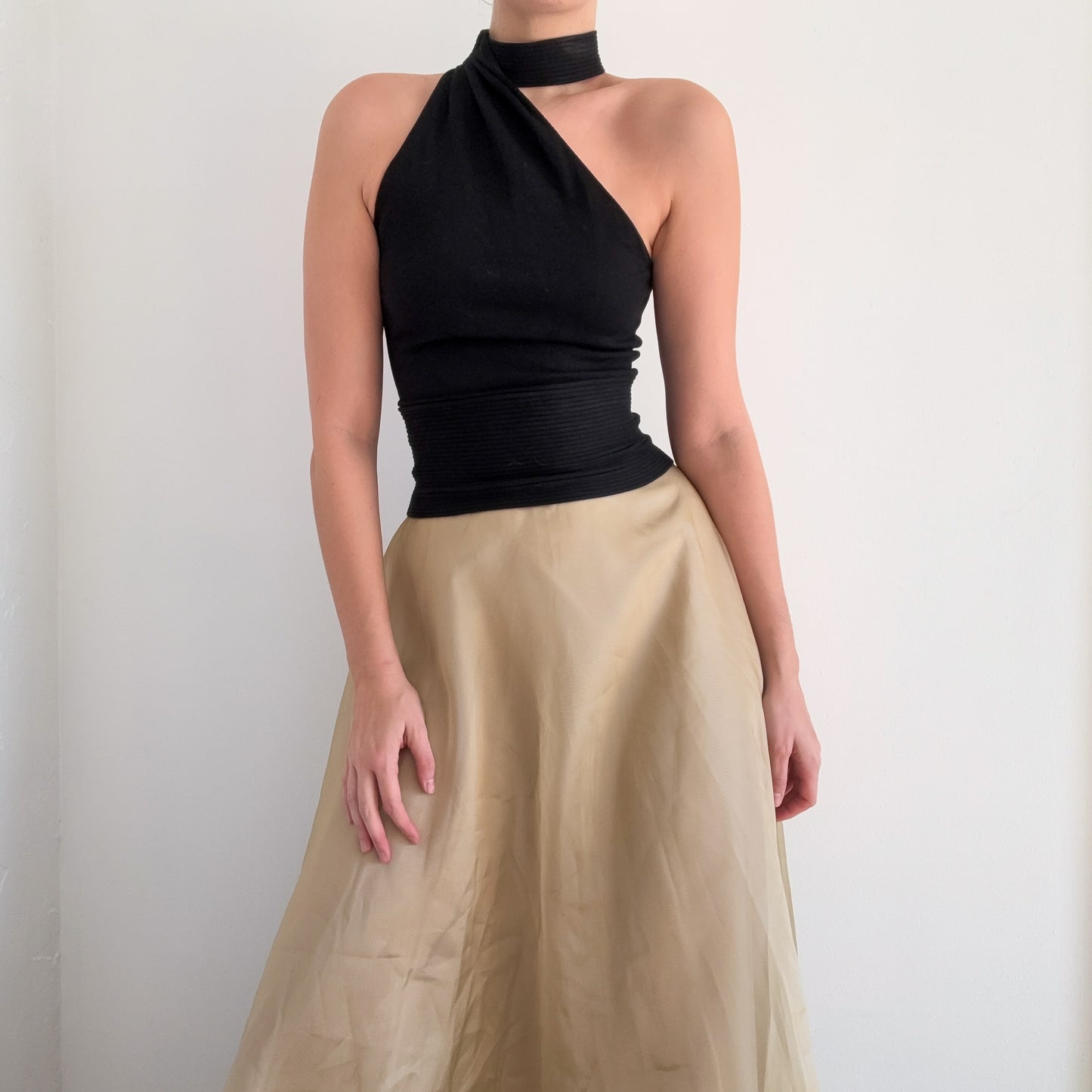 90's Gold Organza Maxi Skirt / SZ 2