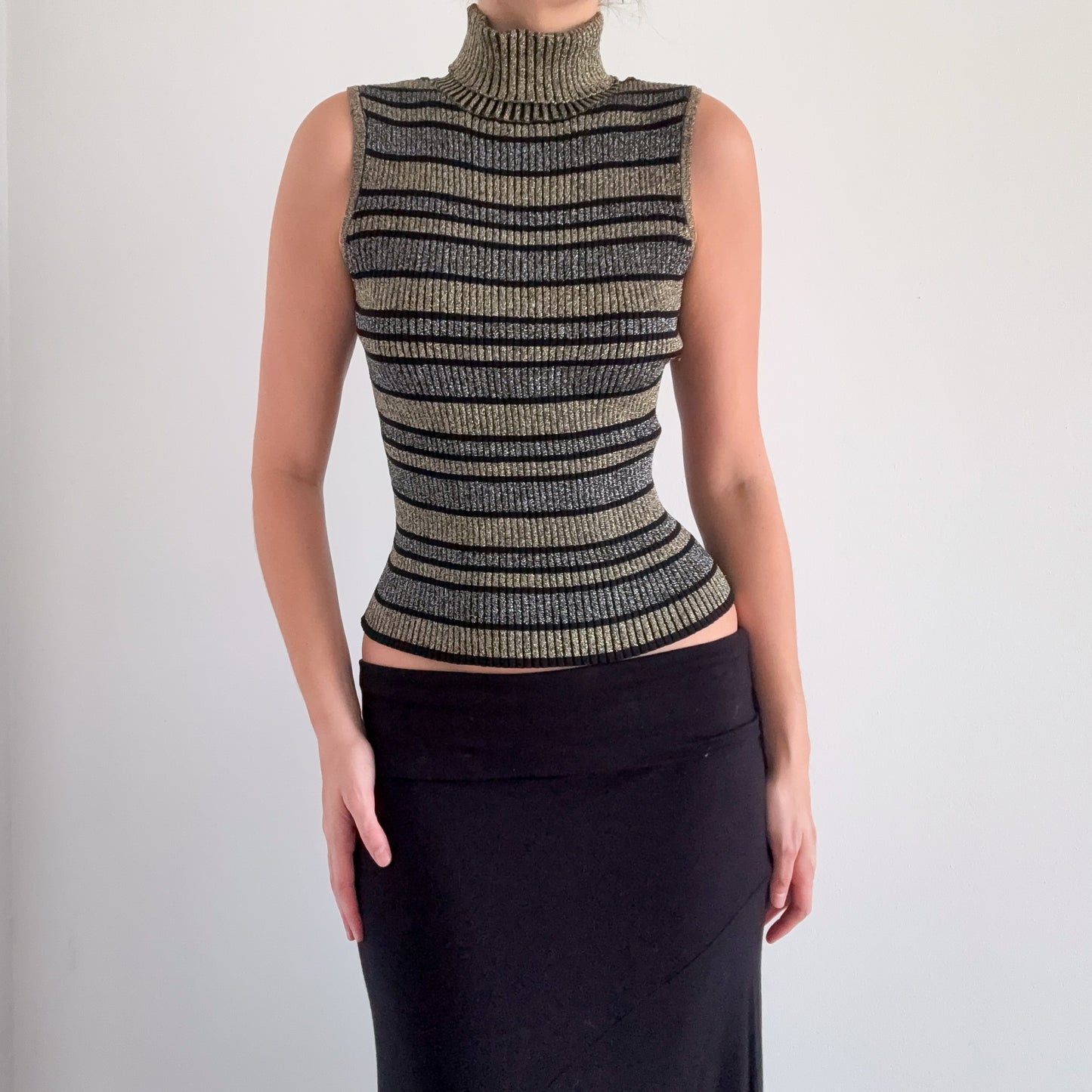 90's Silver & Gold Metallic Turtleneck / SZ S
