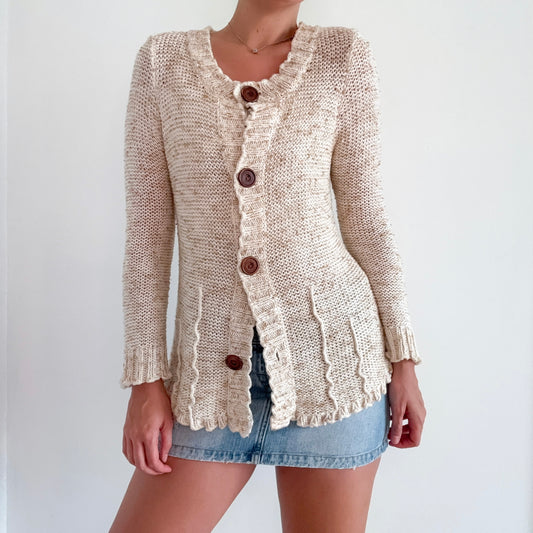 Y2K BCBGMaxAzria Cream Sweater Cardigan / SZ M-XL