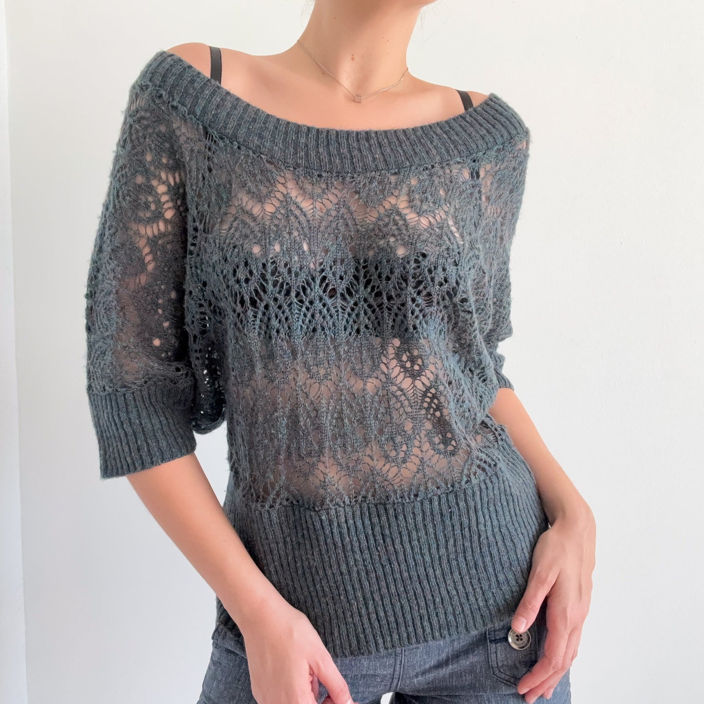 Y2K Aegean Knit Dolman Sleeve Top / SZ M