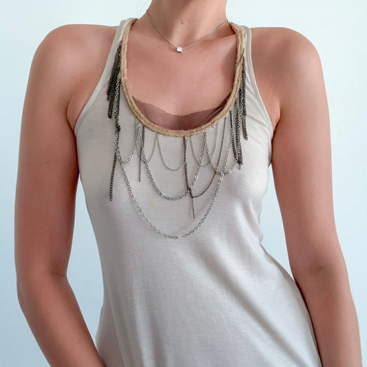 2010's Beige Chain Neckline Tank / SZ S