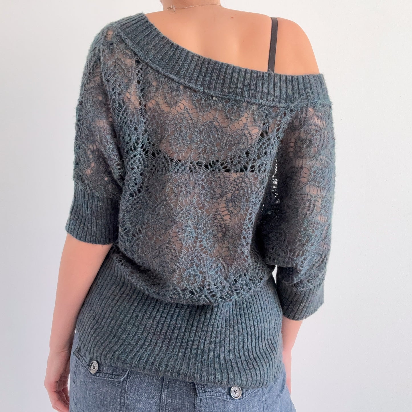 Y2K Aegean Knit Dolman Sleeve Top / SZ M