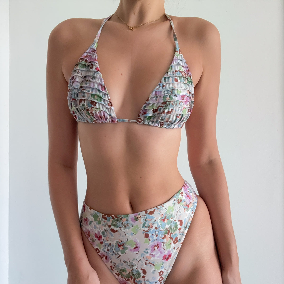 Purple & Green Floral Bikini Set / SZ M