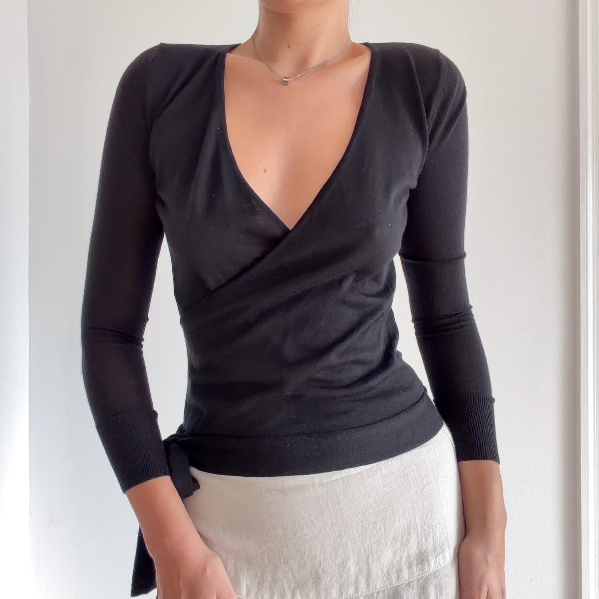 Y2K Black Merino Wool Knit Ballet Top / SZ XS/S