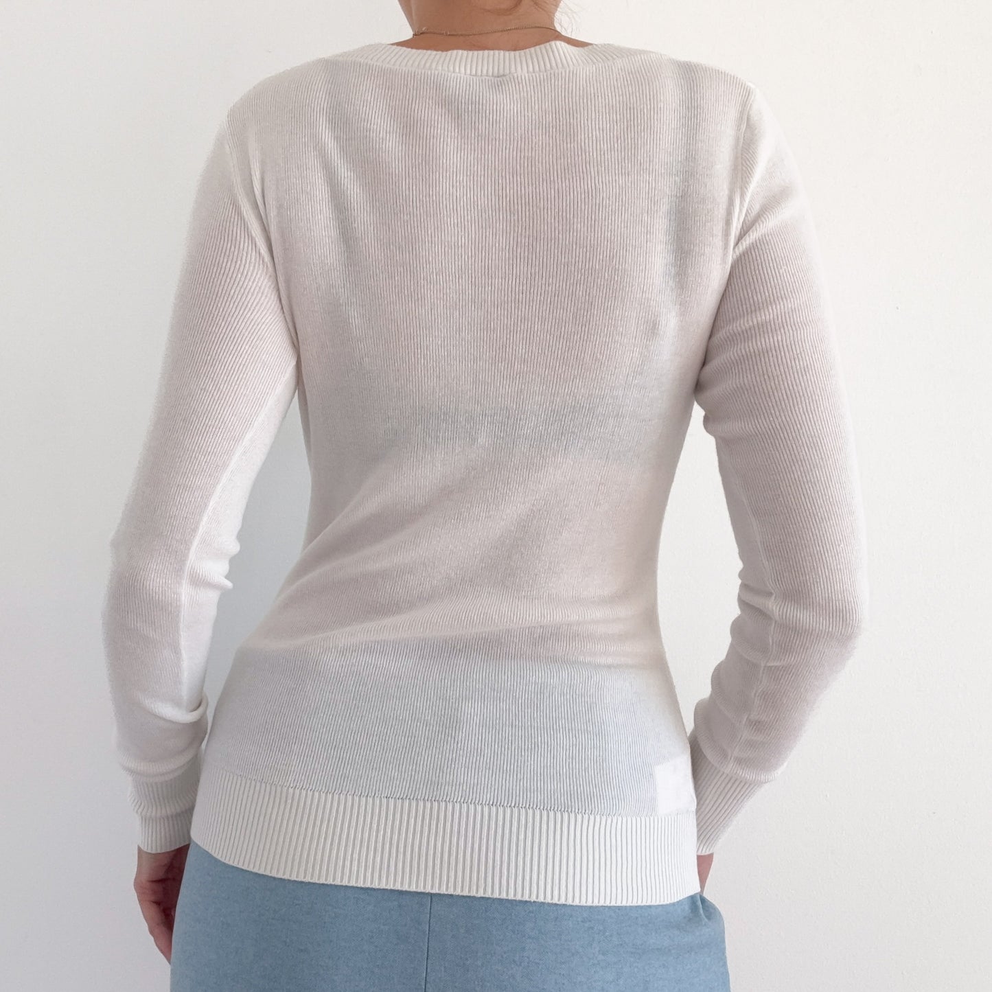 Y2K White Knit Long Sleeve / SZ S