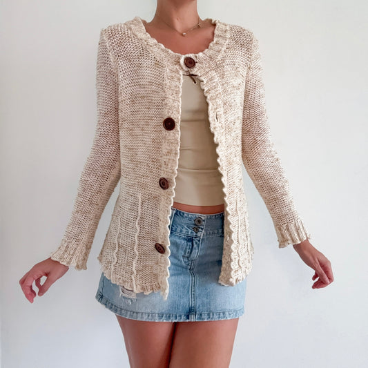 Y2K BCBGMaxAzria Cream Sweater Cardigan / SZ M-XL